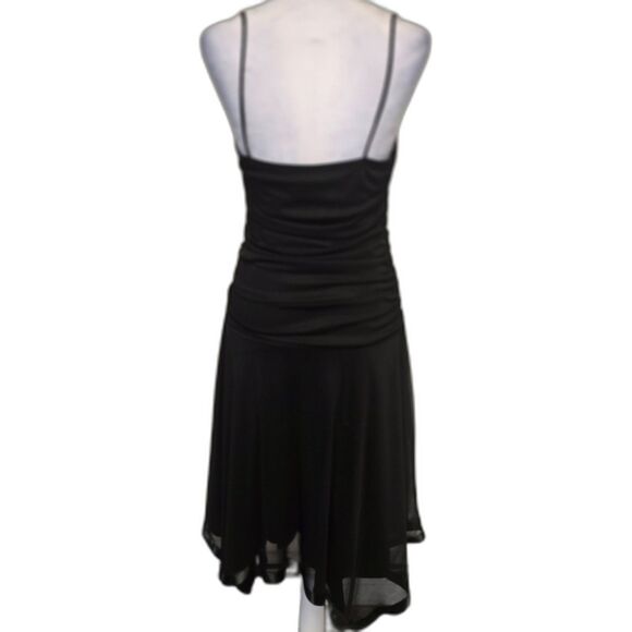 City Triangles Black Ruched Cocktail Dress L Chiffon Party Dark Fairy Y2K Goth - Picture 2 of 4